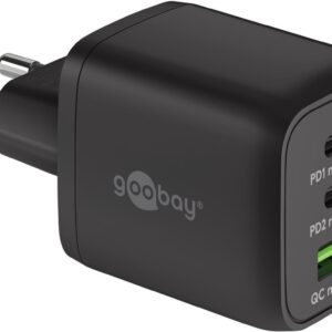 Nano Caricatore Alimentatore GaN 2xUSB-C™ (PD) + USB-A (QC) da Muro 65W Nero