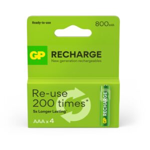 Blister 4 Batterie Ricaricabili AAA Mini Stilo 800 mAh GP ReCyko