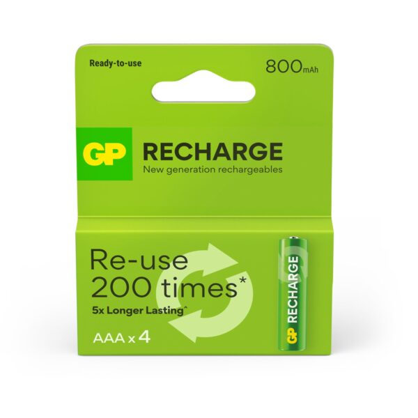 Blister 4 Batterie Ricaricabili AAA Mini Stilo 800 mAh GP ReCyko