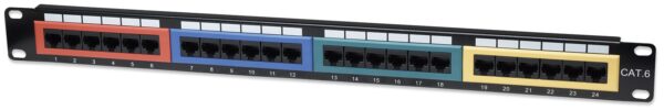 Pannello Patch UTP 24 porte Cat.6 Codifica Colorata