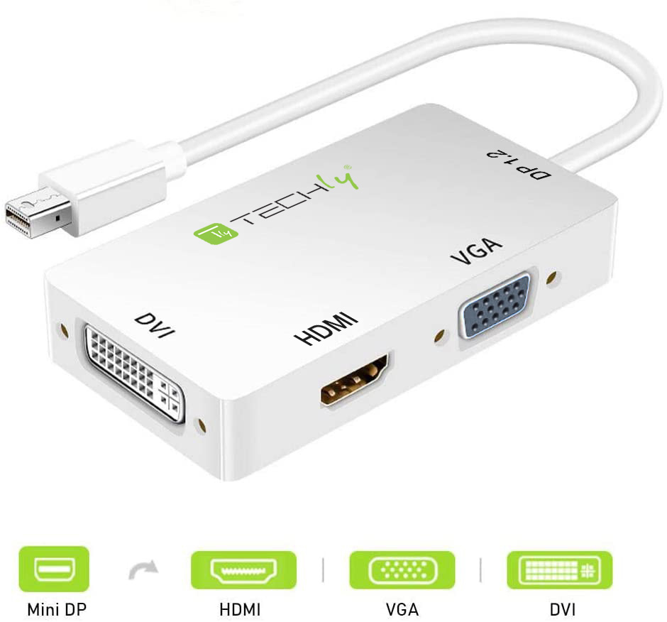 Adattatore 3 in 1 Mini DisplayPort 1.2 (Thunderbolt) a HDMI/DVI/VGA - immagine 4