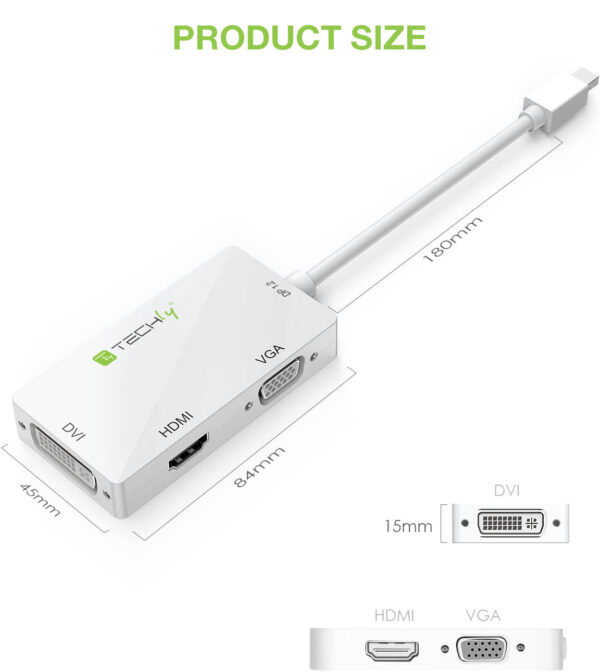 Adattatore 3 in 1 Mini DisplayPort 1.2 (Thunderbolt) a HDMI/DVI/VGA - immagine 2