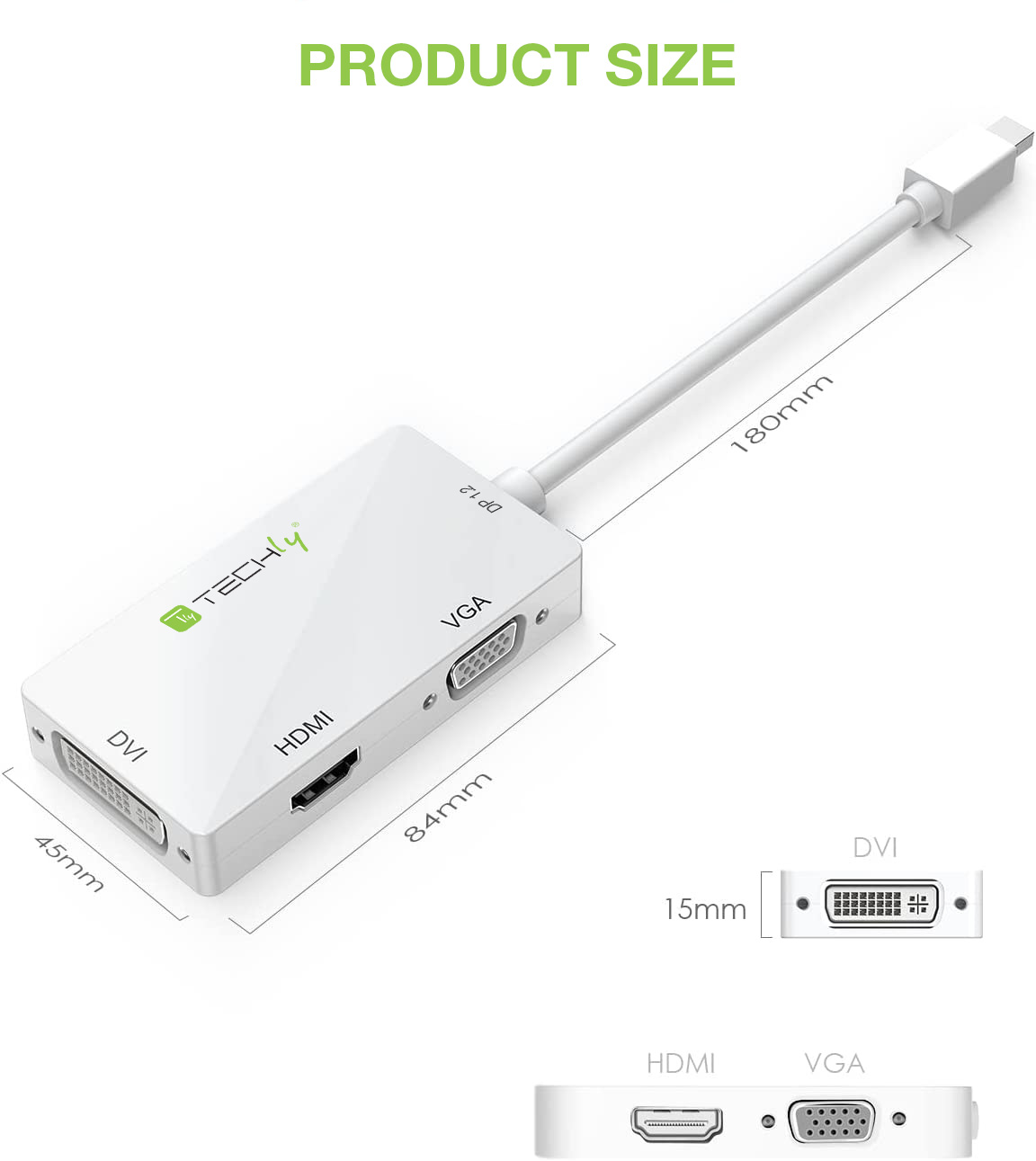 Adattatore 3 in 1 Mini DisplayPort 1.2 (Thunderbolt) a HDMI/DVI/VGA - immagine 2
