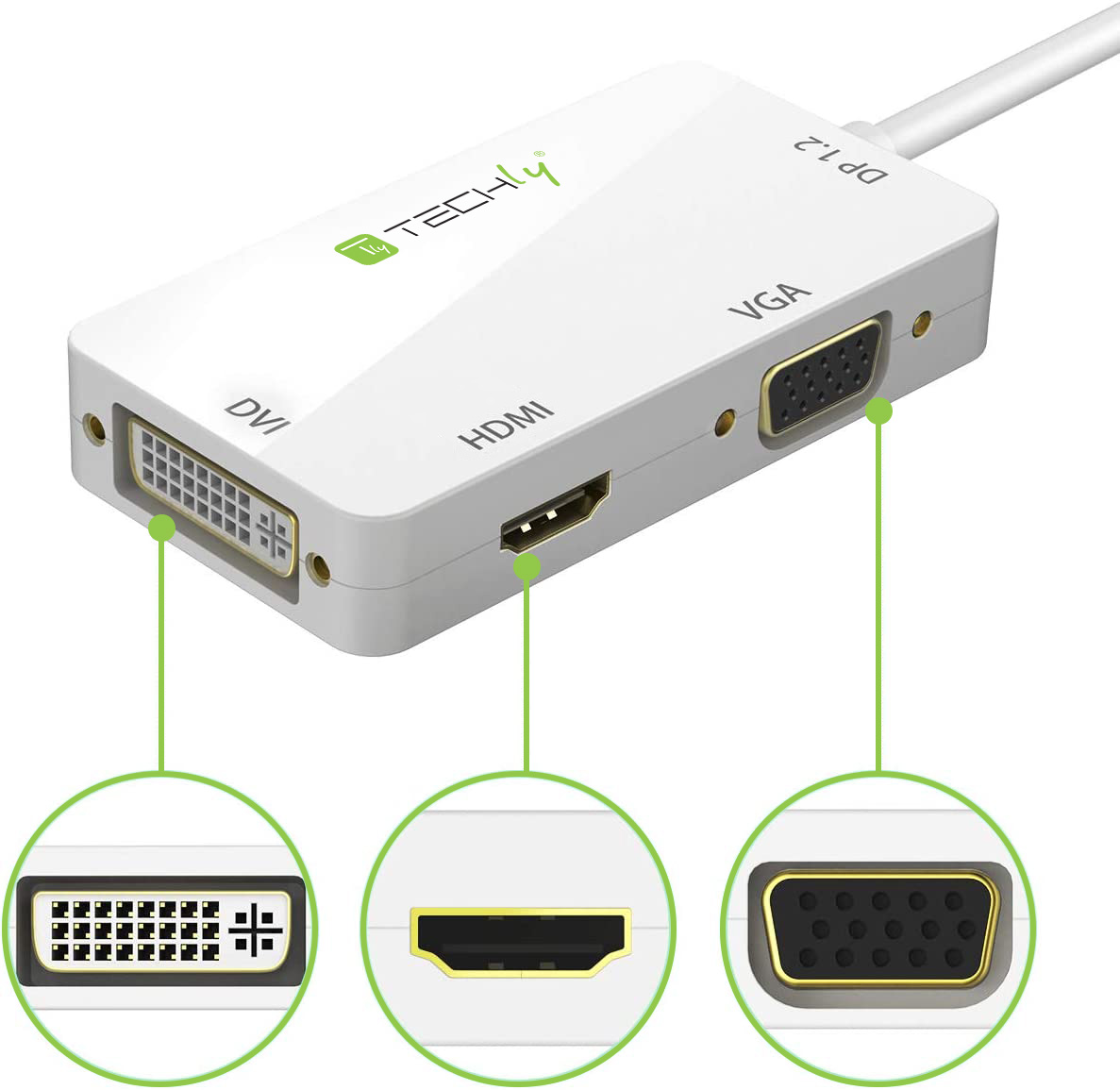 Adattatore 3 in 1 Mini DisplayPort 1.2 (Thunderbolt) a HDMI/DVI/VGA - immagine 3
