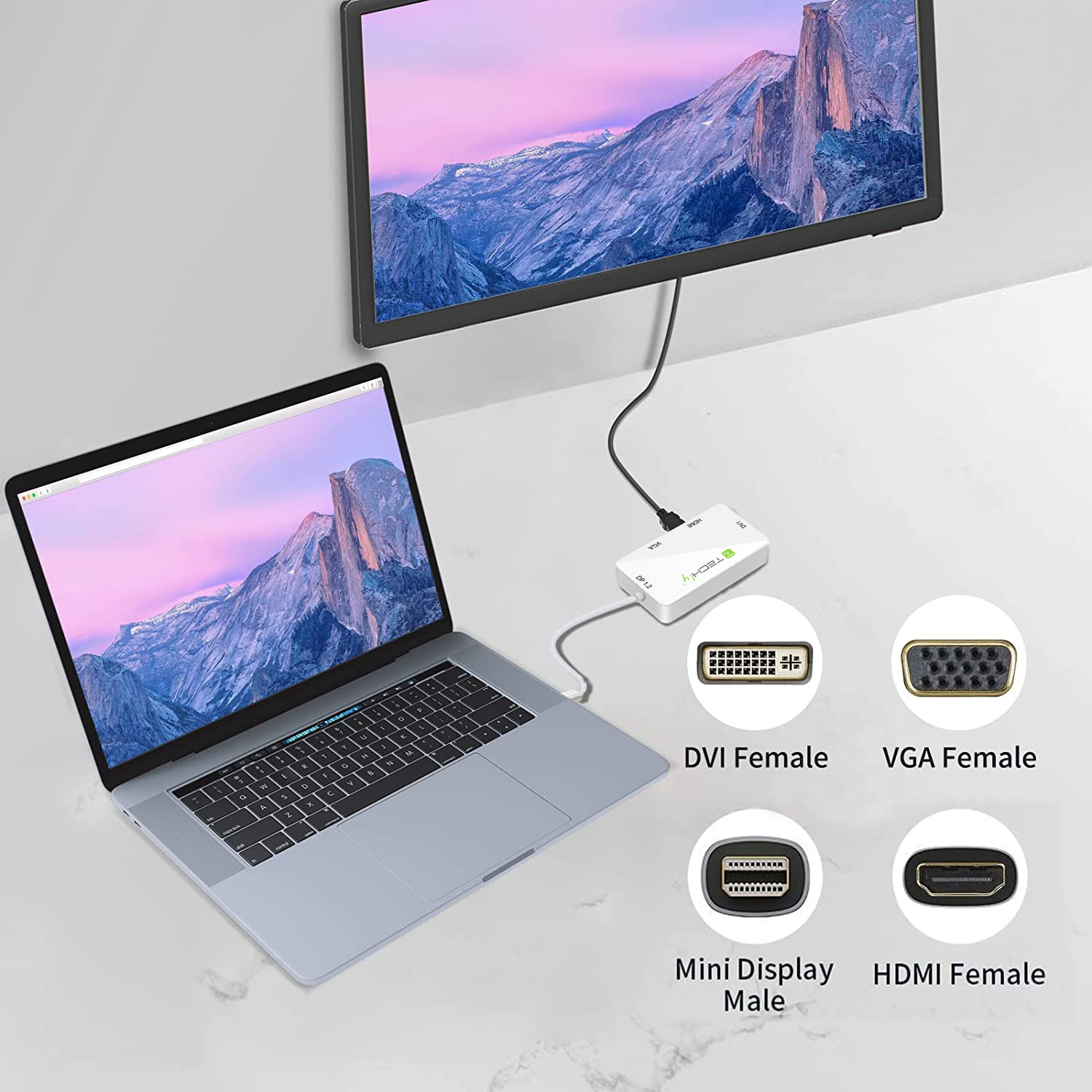 Adattatore 3 in 1 Mini DisplayPort 1.2 (Thunderbolt) a HDMI/DVI/VGA - immagine 10