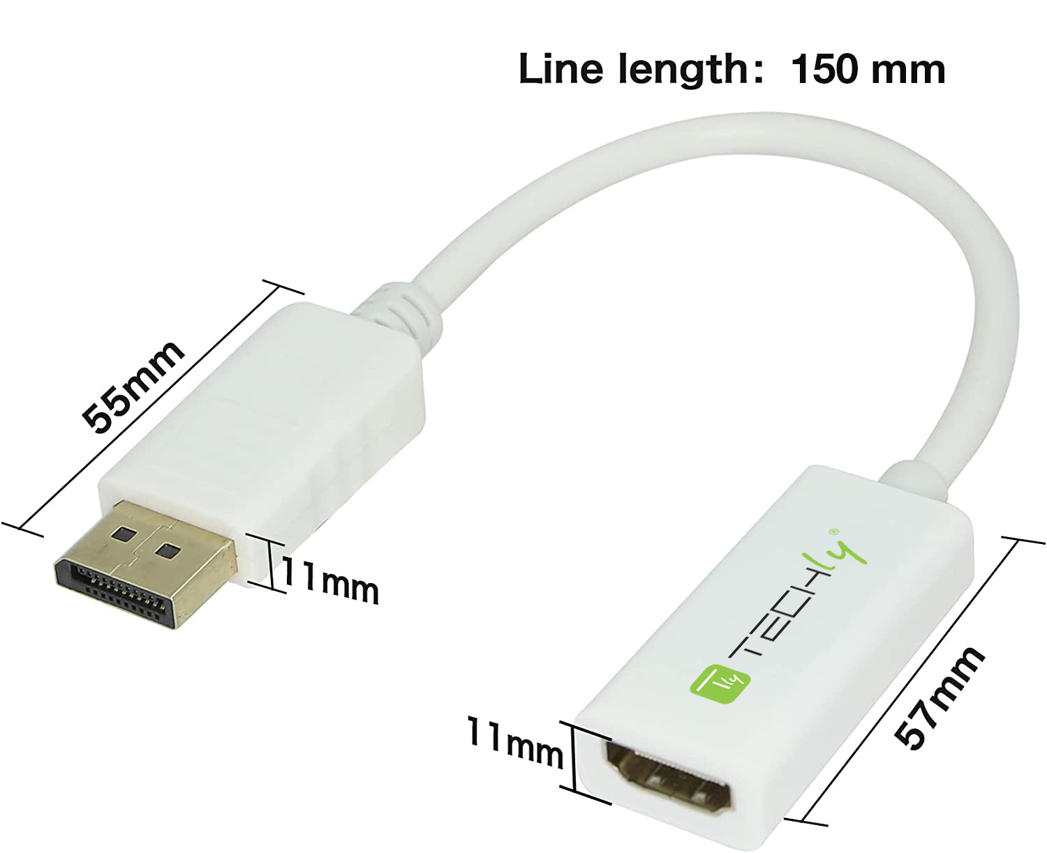 Adattatore Attivo DisplayPort 1.2 Maschio HDMI Femmina 4K 30Hz 15cm Bianco - immagine 3