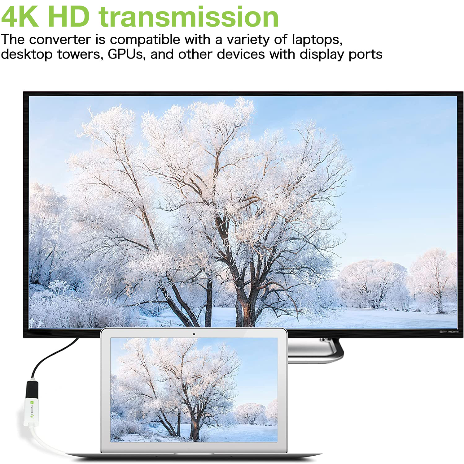 Adattatore Attivo DisplayPort 1.2 Maschio HDMI Femmina 4K 30Hz 15cm Bianco - immagine 8