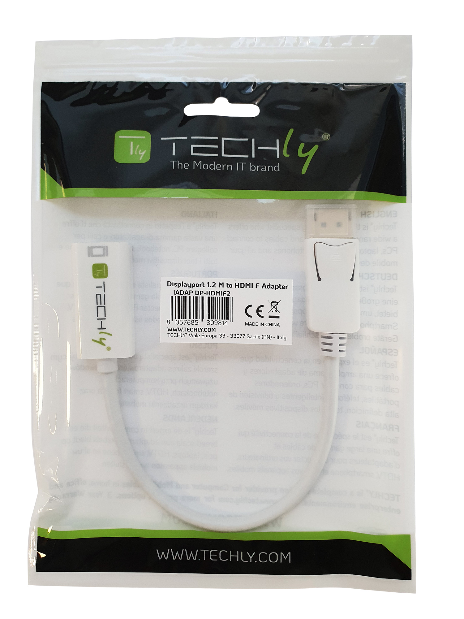 Adattatore Attivo DisplayPort 1.2 Maschio HDMI Femmina 4K 30Hz 15cm Bianco - immagine 2