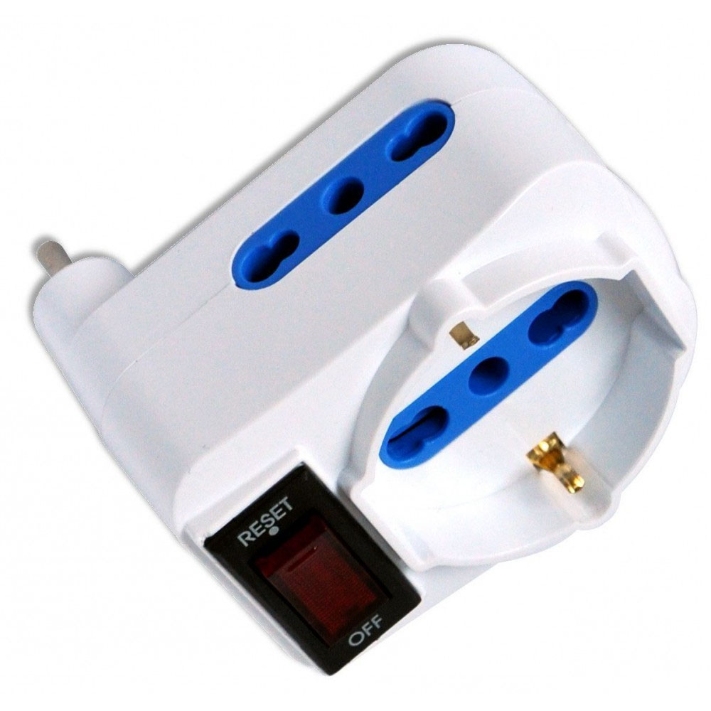 Adattatore Compatto con 2 Prese Bipasso e 1 Bipasso/Schuko Spina 10A - immagine 2