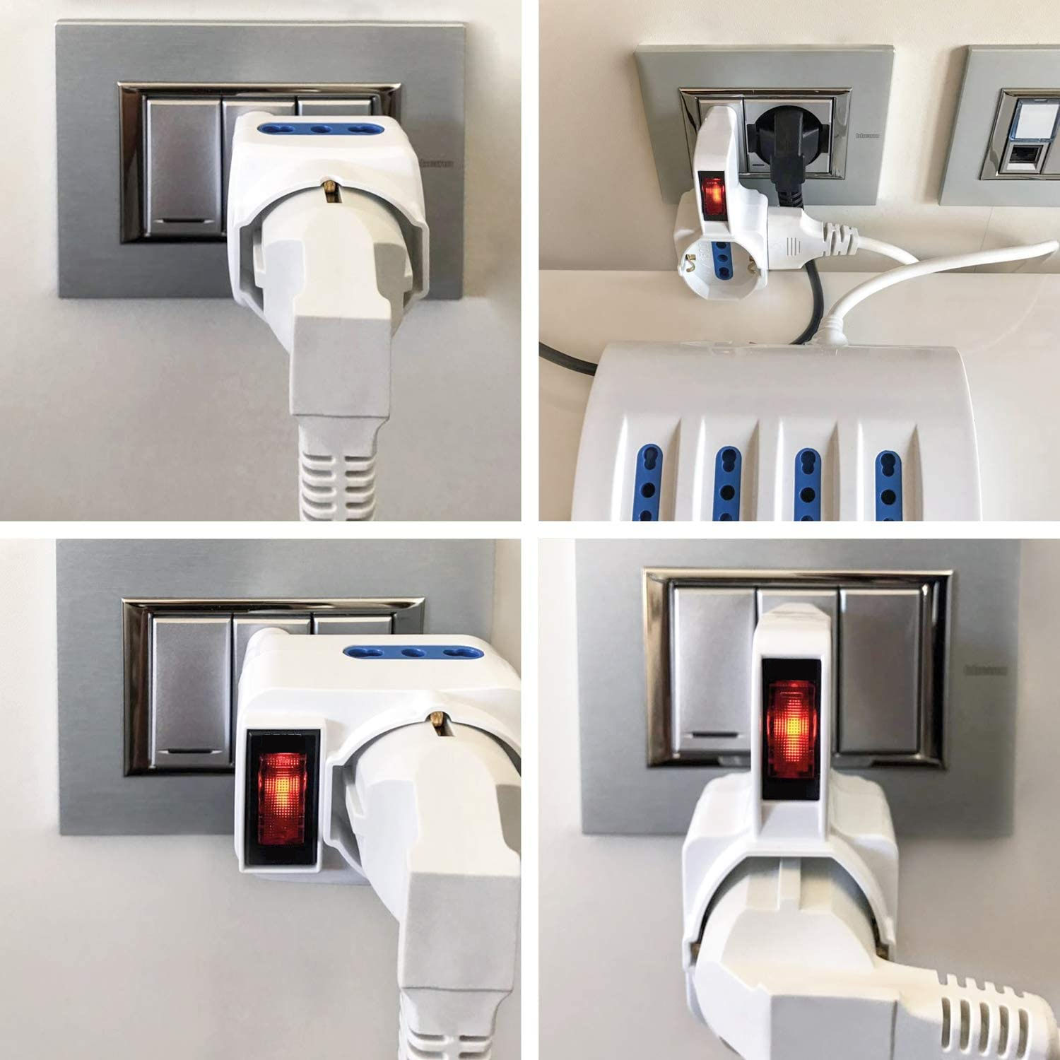 Adattatore con 2 Prese Bipasso e 1 Bipasso/Schuko con Spina 16A - immagine 3