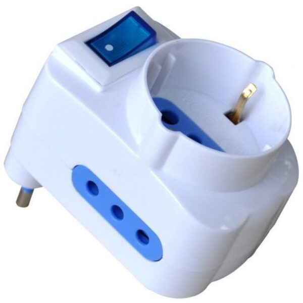 Adattatore con Spina 10A 2 Prese 10A e 1 Schuko - immagine 2