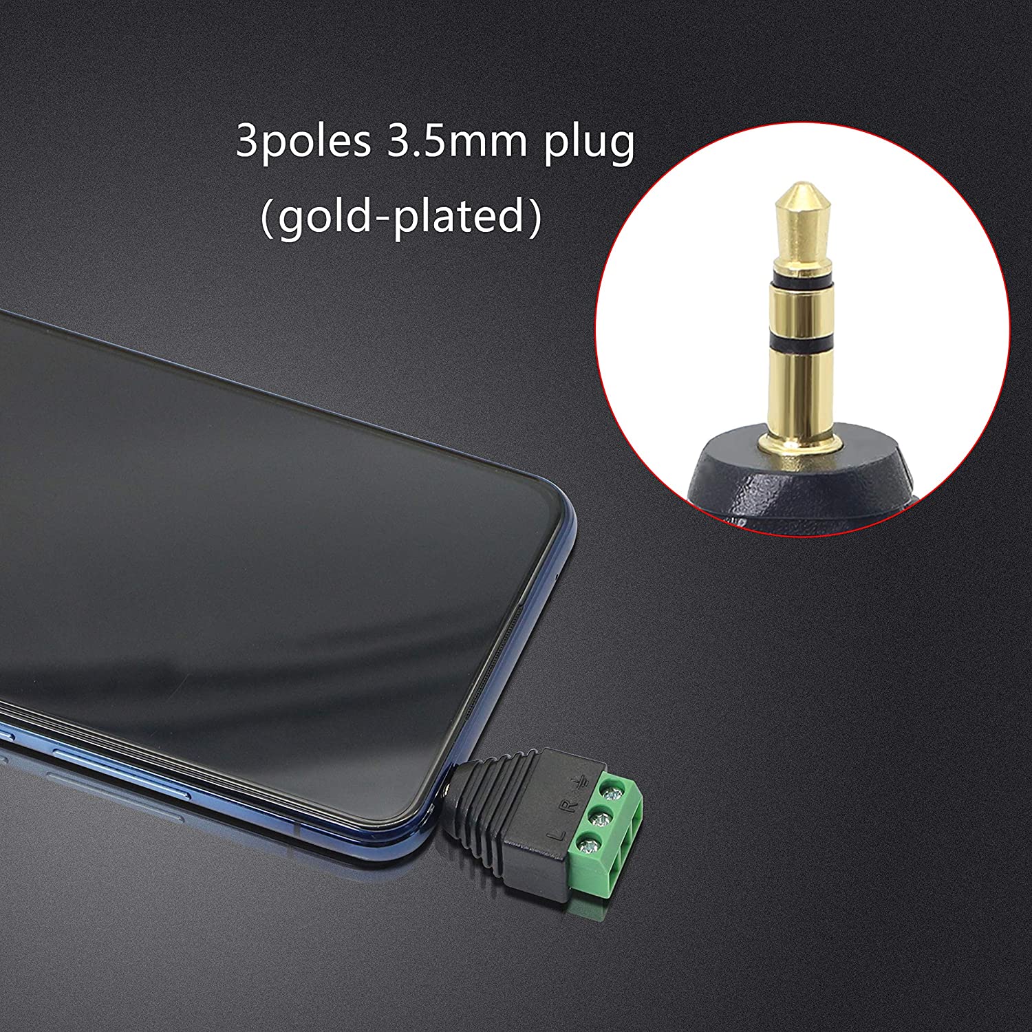 Adattatore Connettore Audio 3.5 mm Maschio a Terminal Block 3 pin - immagine 3