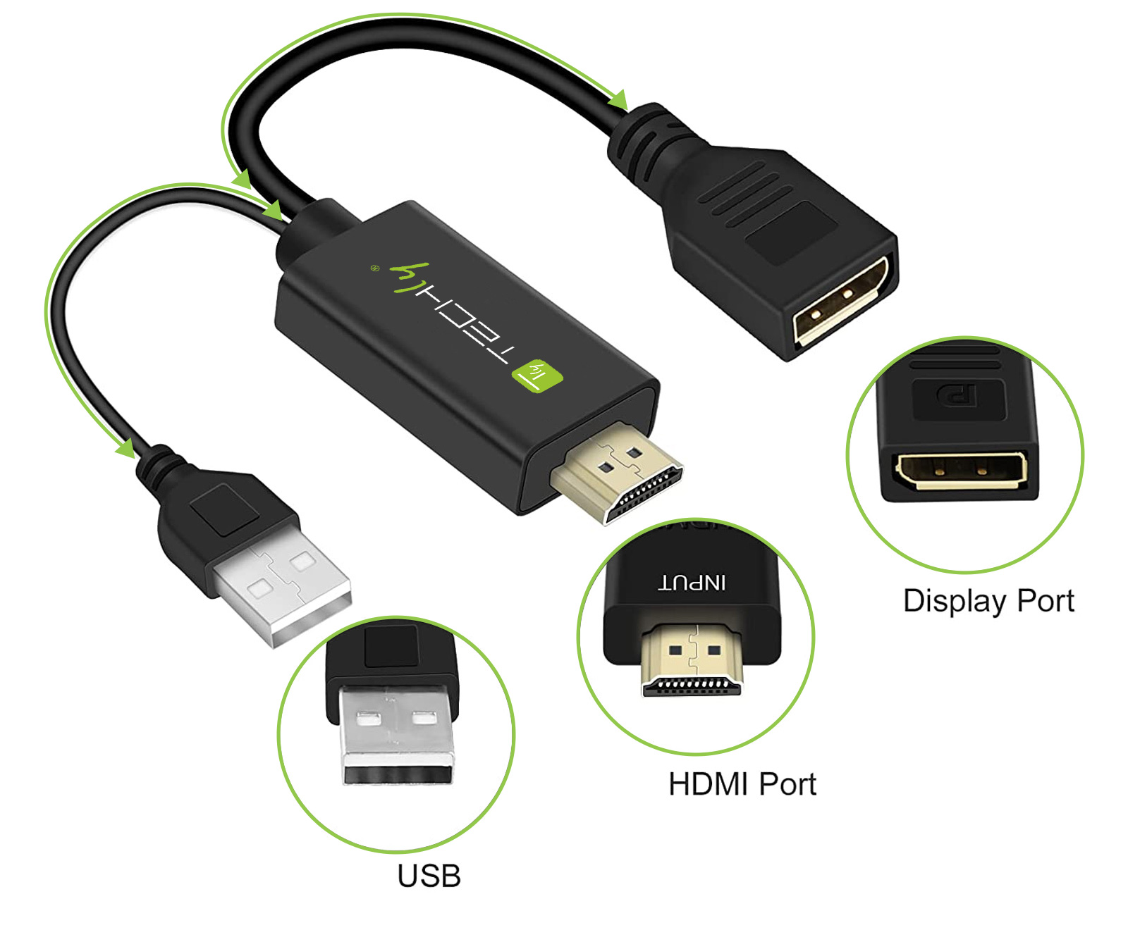 Adattatore Convertitore da HDMI™ a Displayport con USB 4K 30Hz - immagine 2
