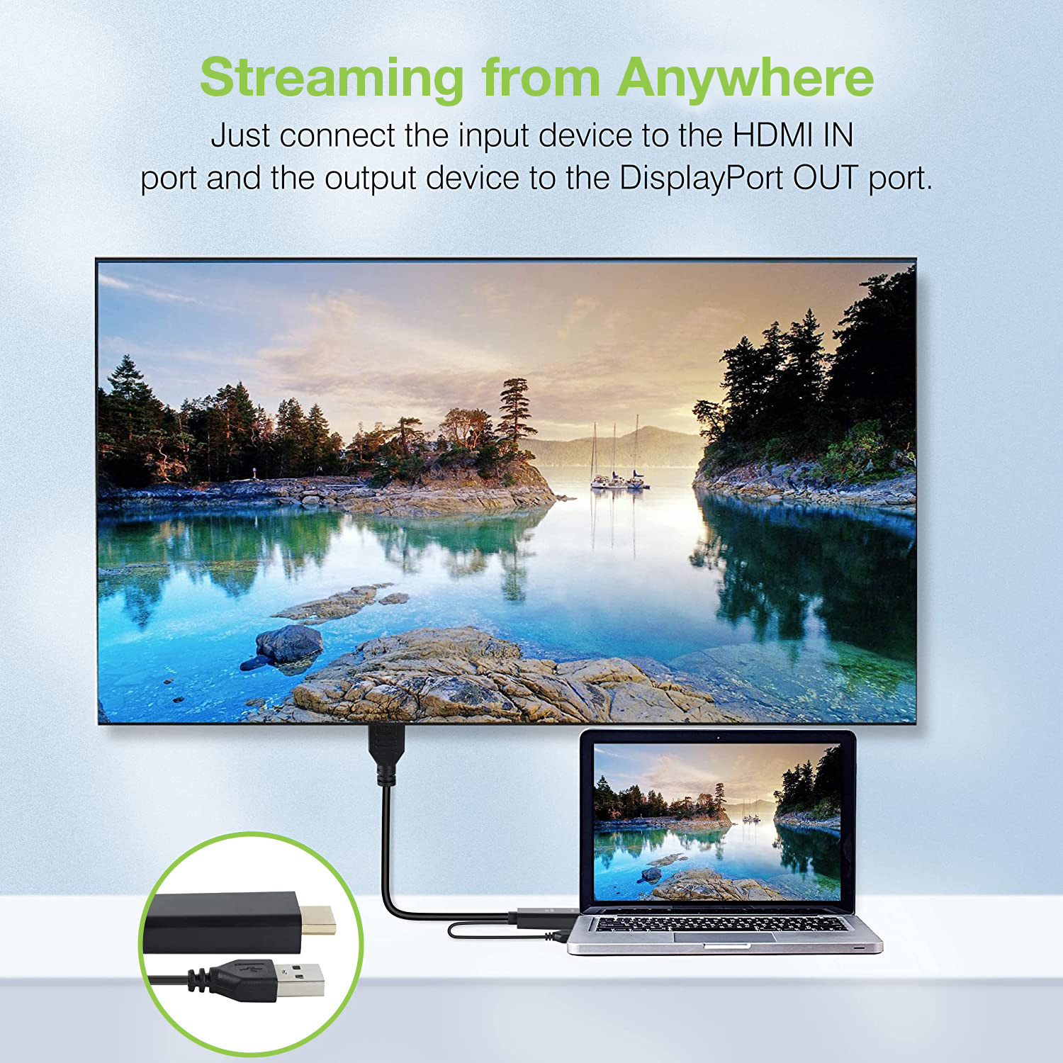 Adattatore Convertitore da HDMI™ a Displayport con USB 4K 30Hz - immagine 6