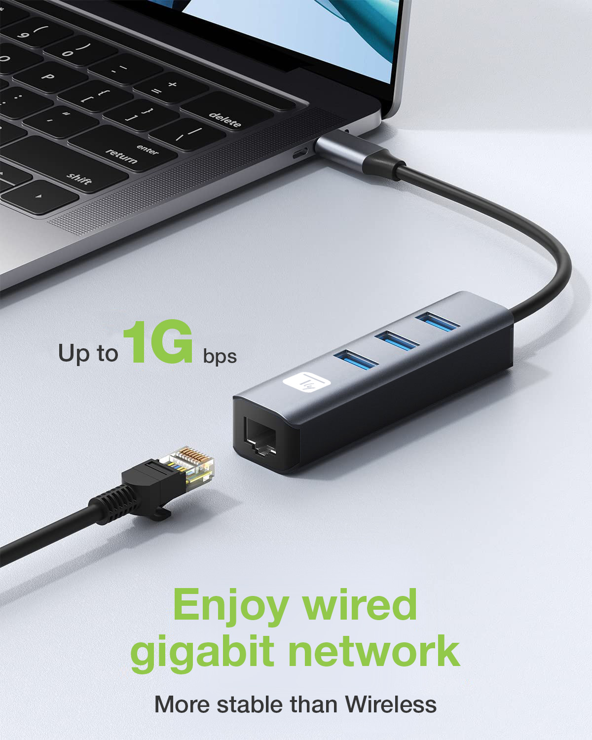 Adattatore Convertitore USB-C™ a RJ45 Gigabit con Hub 3 Porte USB 5 Gbps - immagine 5