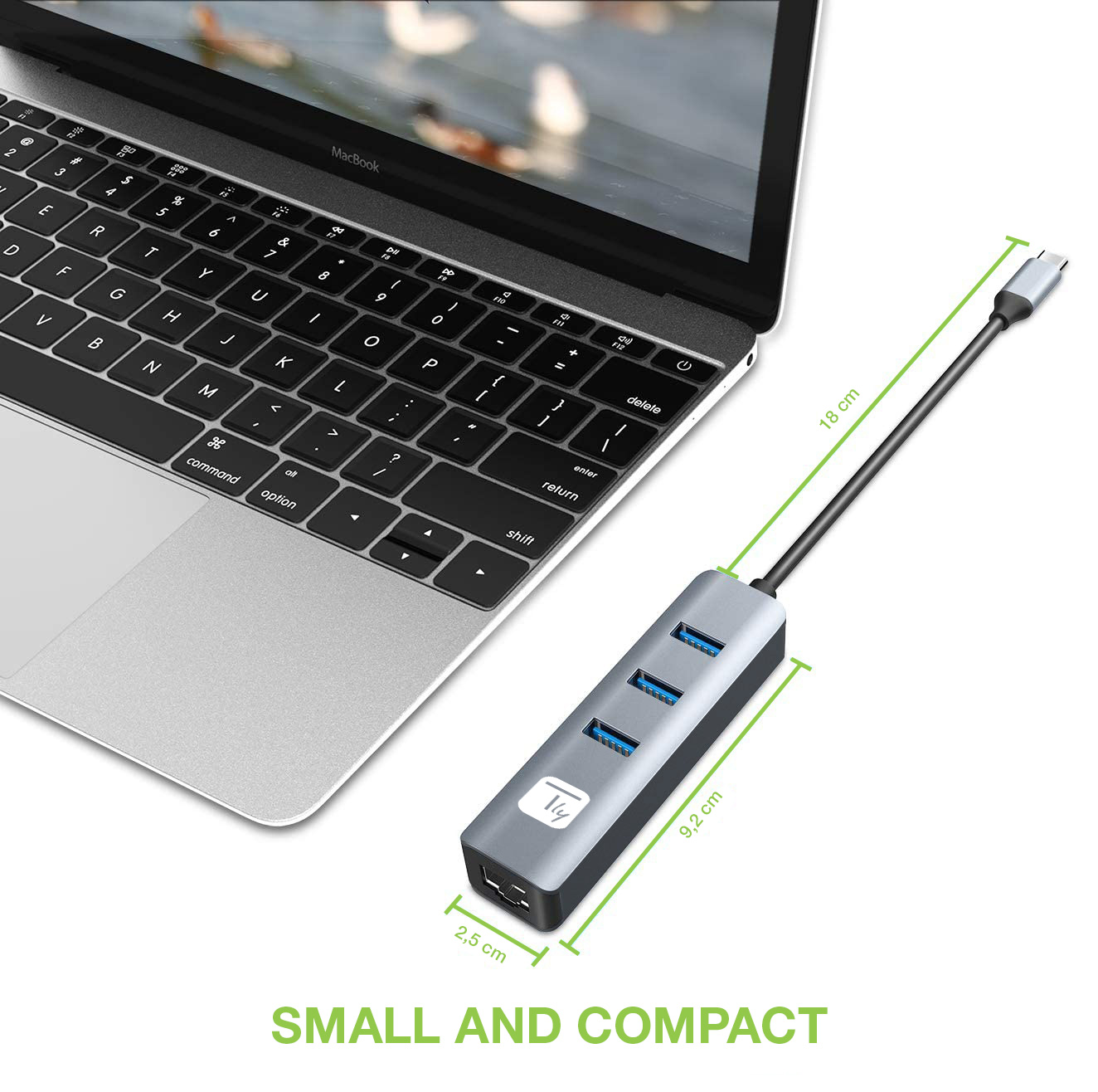 Adattatore Convertitore USB-C™ a RJ45 Gigabit con Hub 3 Porte USB 5 Gbps - immagine 3
