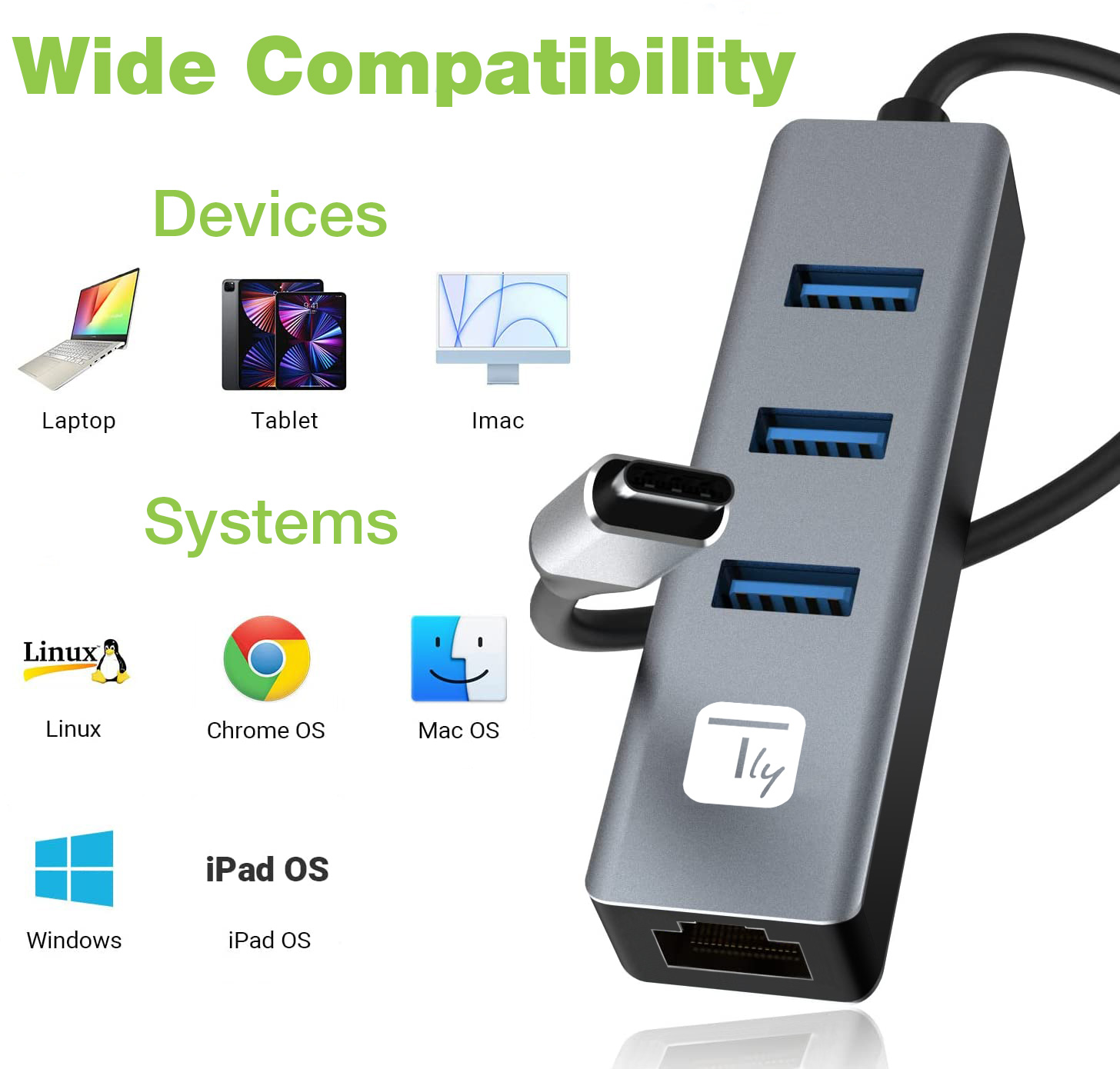 Adattatore Convertitore USB-C™ a RJ45 Gigabit con Hub 3 Porte USB 5 Gbps - immagine 10