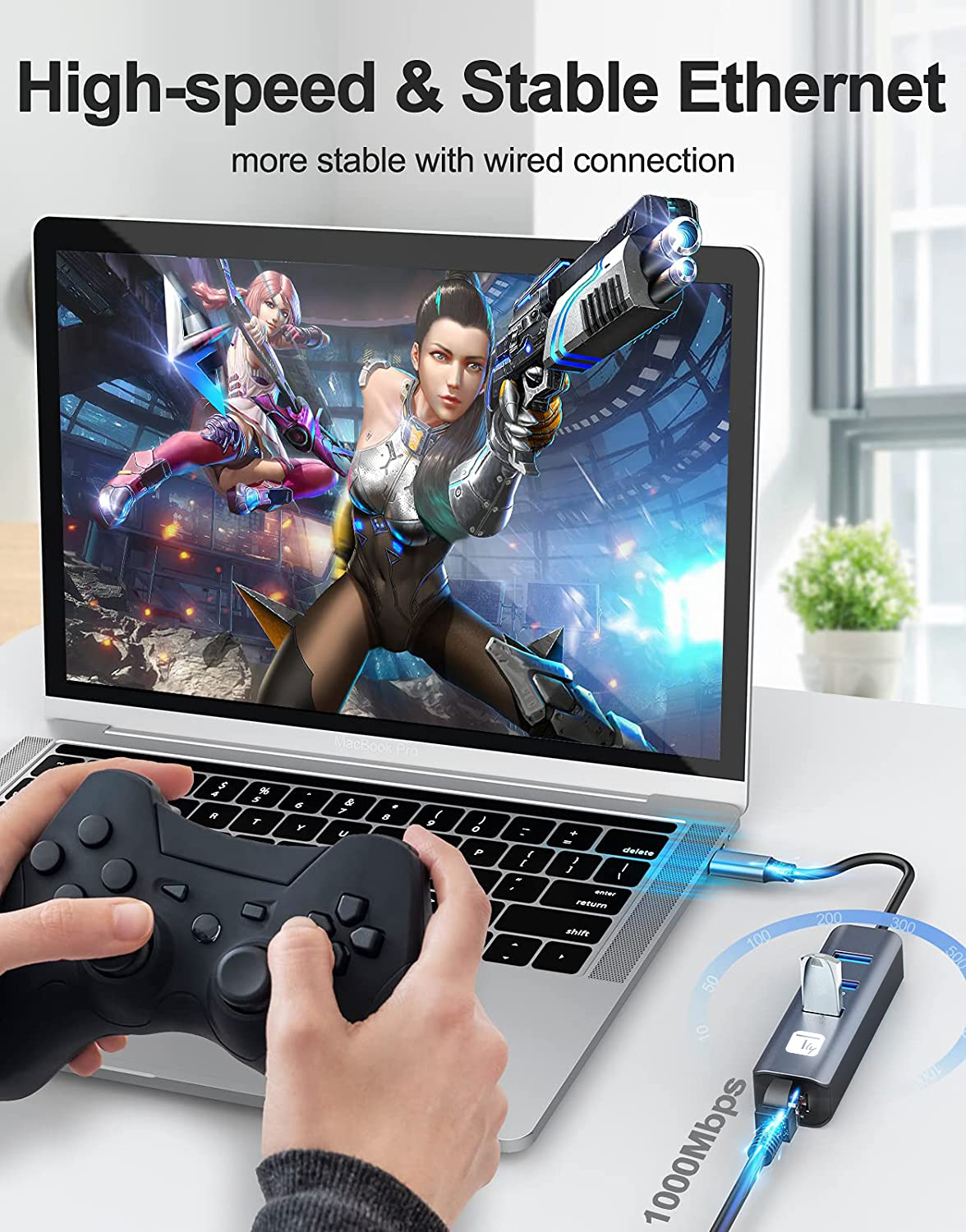 Adattatore Convertitore USB-C™ a RJ45 Gigabit con Hub 3 Porte USB 5 Gbps - immagine 8