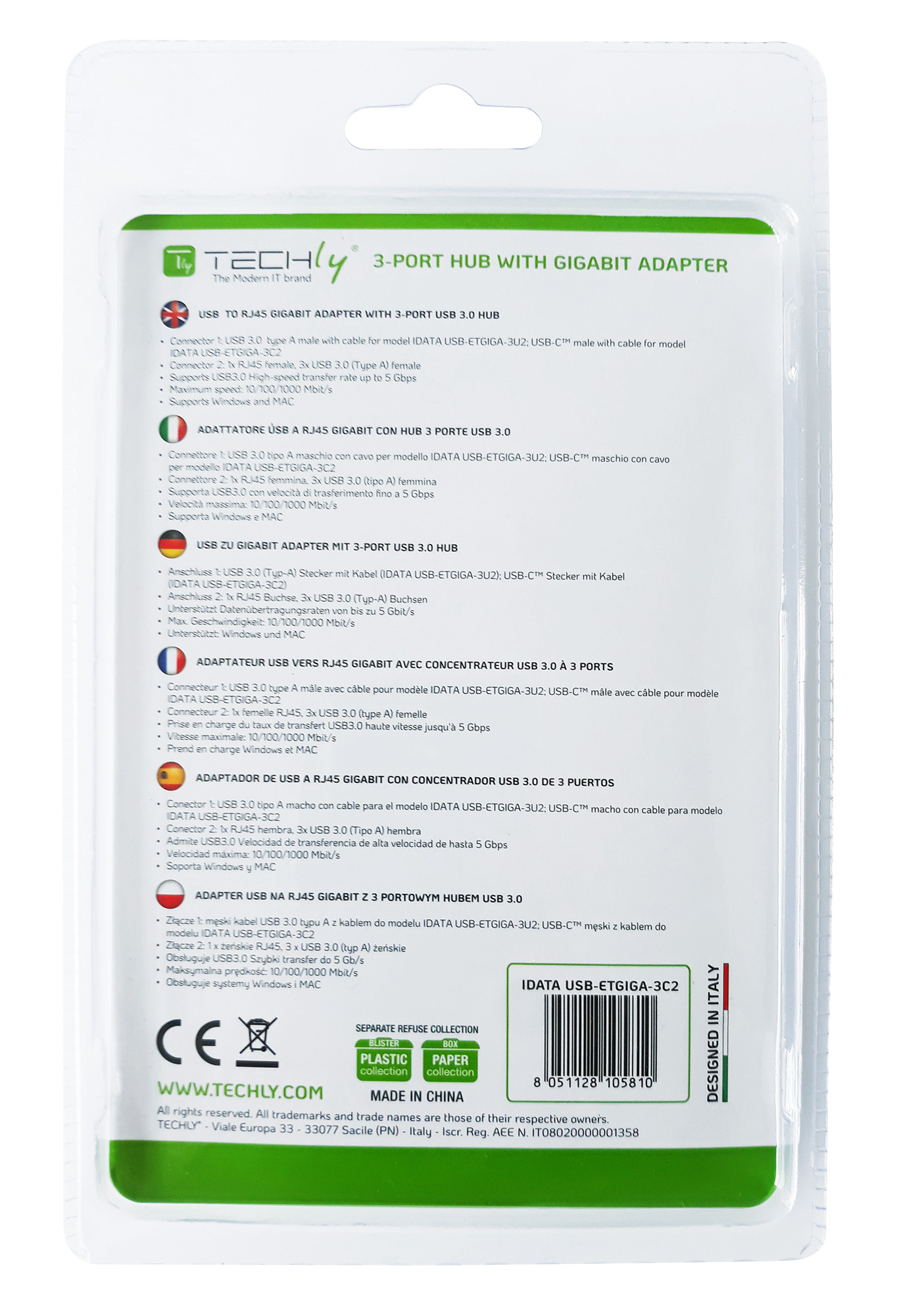 Adattatore Convertitore USB-C™ Ethernet Gigabit con Hub 3 porte USB-A 3.0 - immagine 5