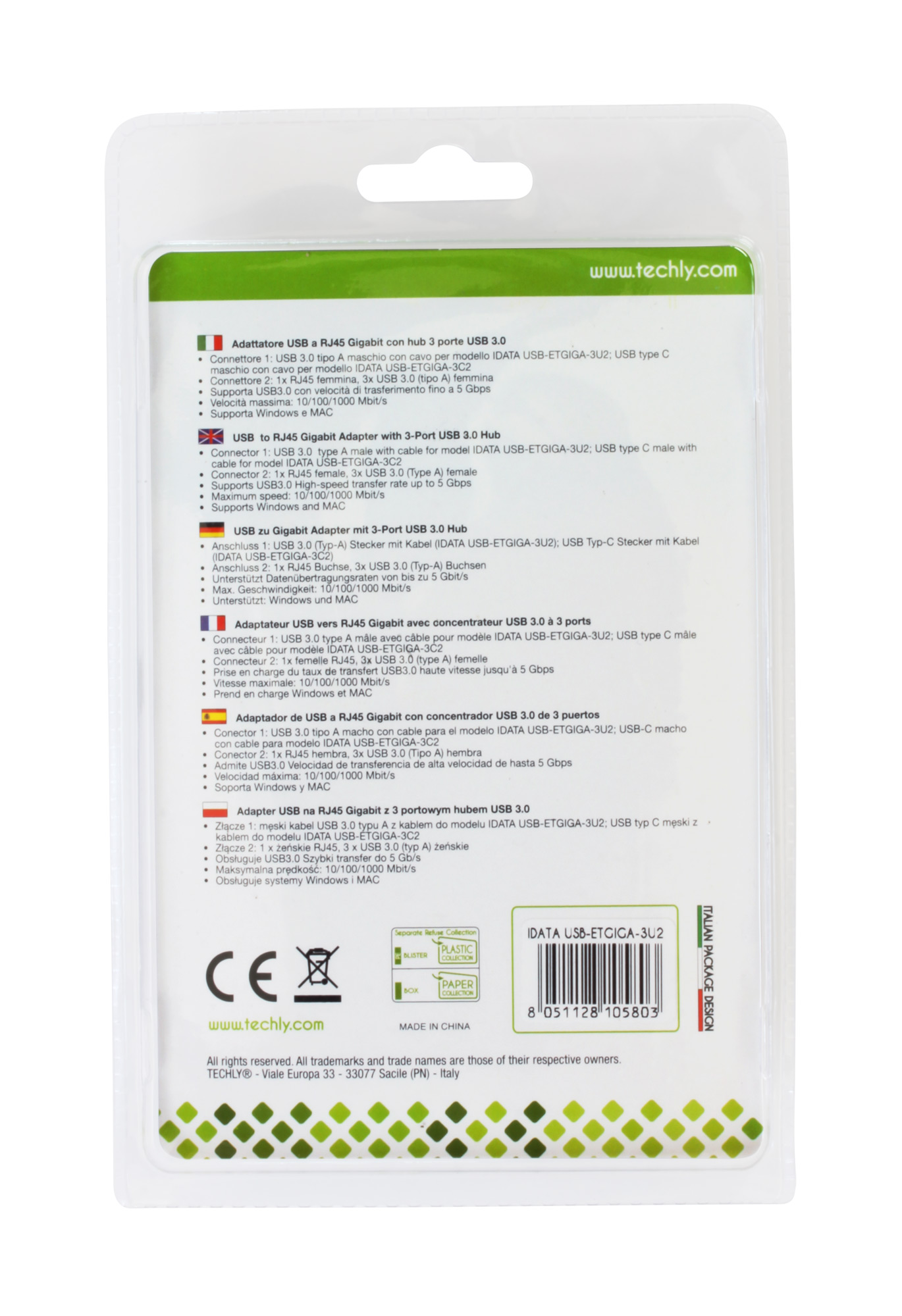 Adattatore Convertitore USB3.0 Ethernet Gigabit con Hub 3 porte - immagine 4