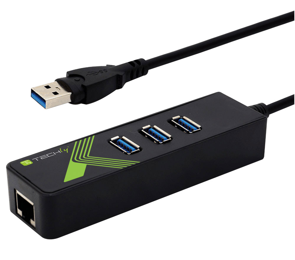 Adattatore Convertitore USB3.0 Ethernet Gigabit con Hub 3 porte - immagine 3