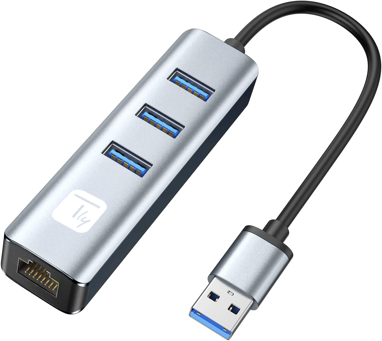 Adattatore Convertitore USB tipo A a RJ45 Gigabit con Hub 3 Porte USB 5 Gbps