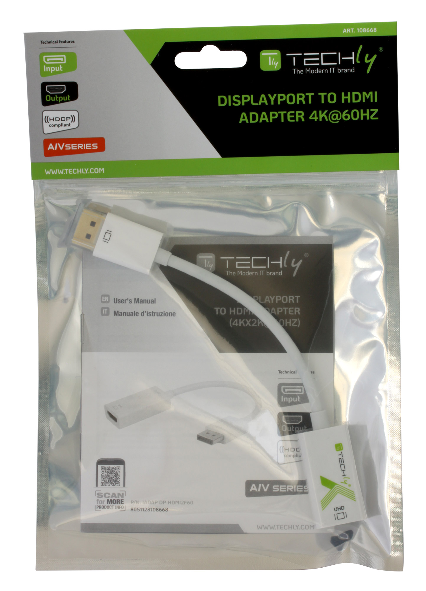 Adattatore Attivo Displayport 1.2 Maschio HDMI Femmina 4K 60Hz 15 cm Bianco - immagine 2