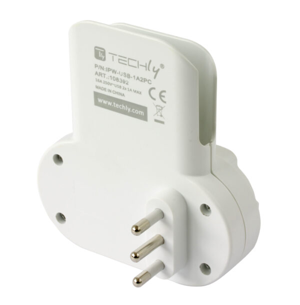Adattatore Presa bipasso/Schuko 2 USB 1A con porta telefono - immagine 4