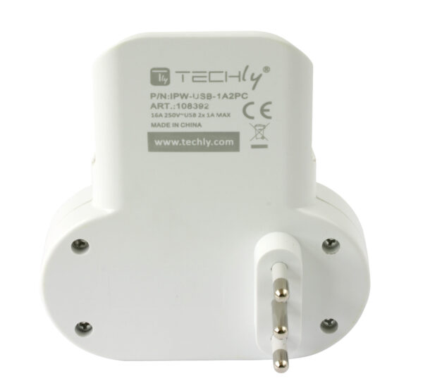 Adattatore Presa bipasso/Schuko 2 USB 1A con porta telefono - immagine 5
