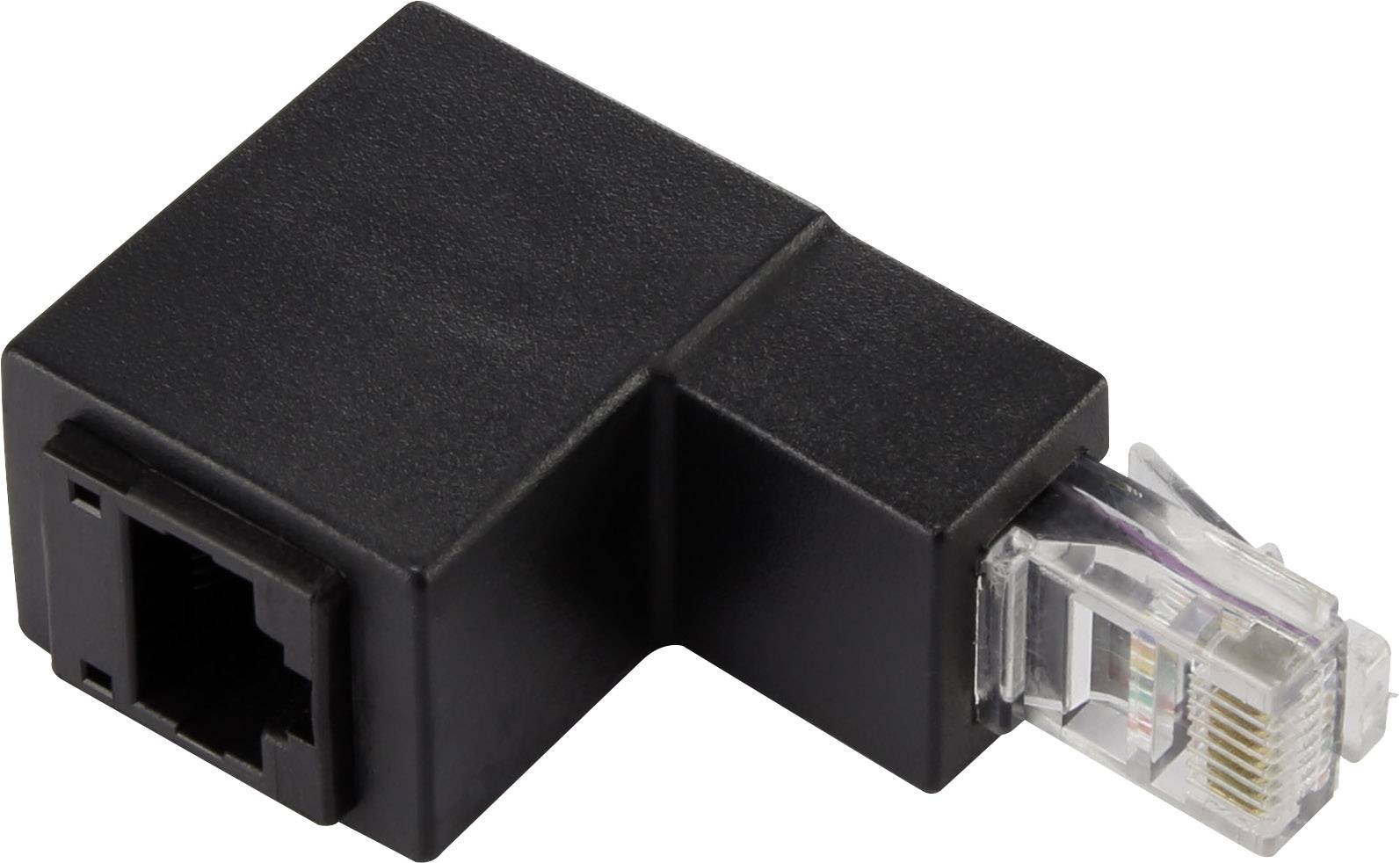 Adattatore RJ45 Maschio Femmina Cat.6 UTP Angolato verso il basso a 90° Nero - immagine 2