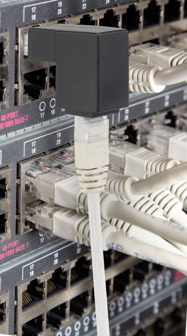 Adattatore RJ45 Maschio Femmina Cat.6 UTP Angolato verso il basso a 90° Nero - immagine 4