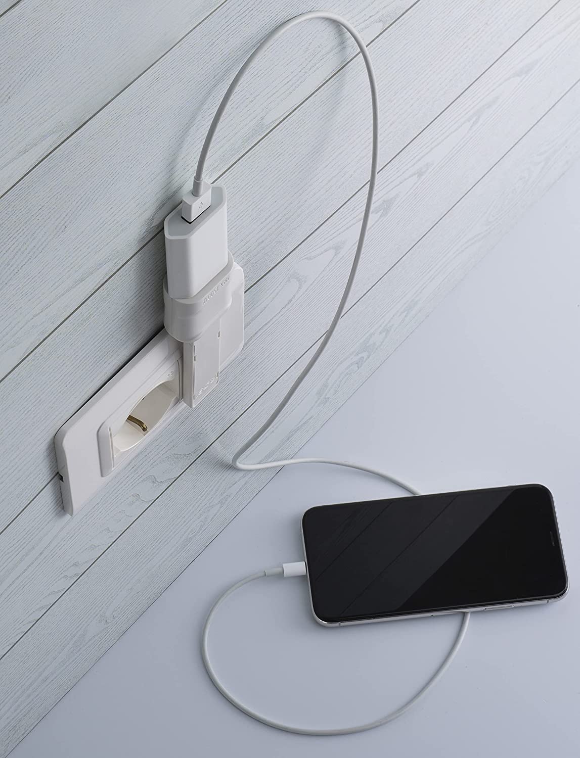 Adattatore Salvaspazio Extra Flat Spina Italiana 10A Angolata Presa Italiana 10A Bianco - immagine 5