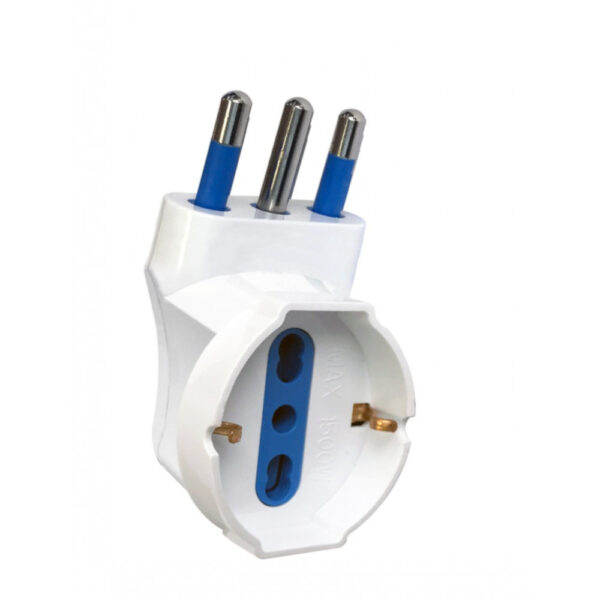 Adattatore spina 16A prese bipasso/Schuko 90° Bianco - immagine 3