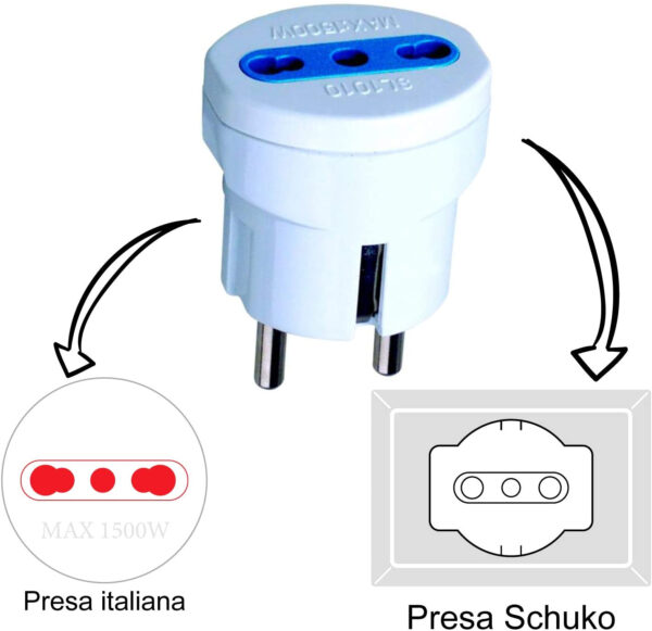 Adattatore spina Schuko a presa 10/16A Bianco - immagine 7