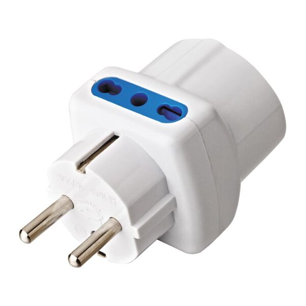 Adattatore Triplo Spina Schuko a Prese Bipasso con Schuko Bianco - immagine 3