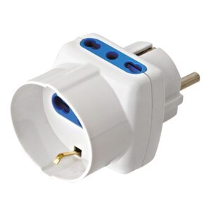 Adattatore Triplo Spina Schuko a Prese Bipasso con Schuko Bianco