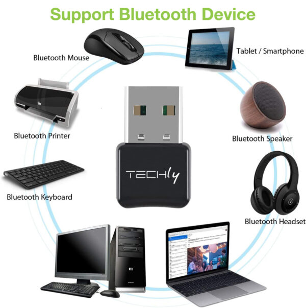 Adattatore USB Bluetooth 5.0 per PC Dongle Classe 2 + EDR 10m - immagine 5
