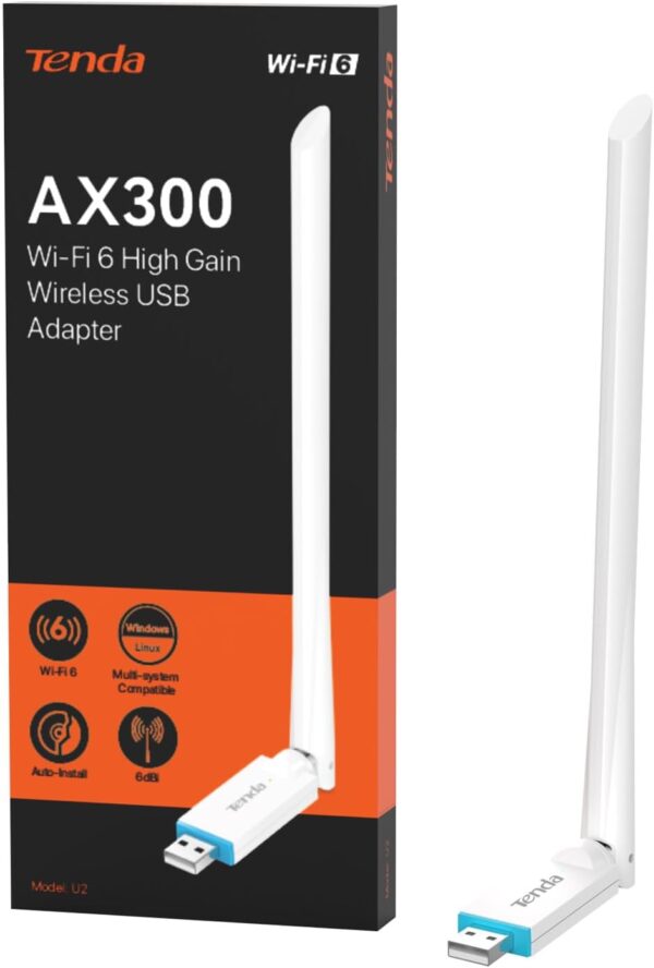 Adattatore USB Wireless Wi-Fi 6 ad Alto Guadagno 2.4G/286Mbps, U2 V5.0 - immagine 2