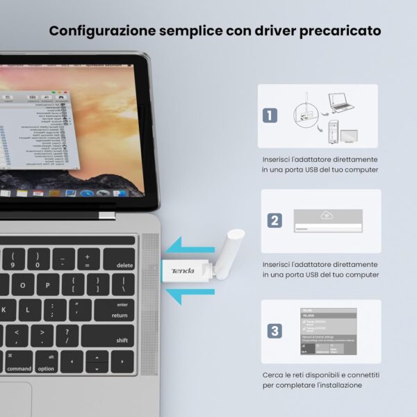 Adattatore USB Wireless Wi-Fi 6 ad Alto Guadagno 2.4G/286Mbps, U2 V5.0 - immagine 4