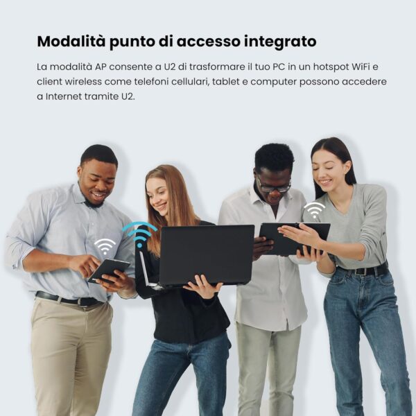 Adattatore USB Wireless Wi-Fi 6 ad Alto Guadagno 2.4G/286Mbps, U2 V5.0 - immagine 7