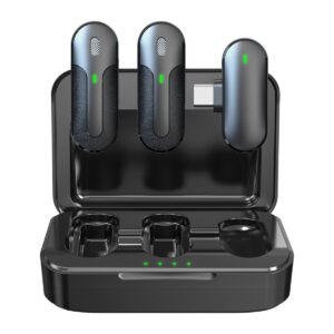 Set 2 Mini Microfoni Lavalier Wireless con Ricevitore USB-C™ e Custodia di Ricarica, TX301