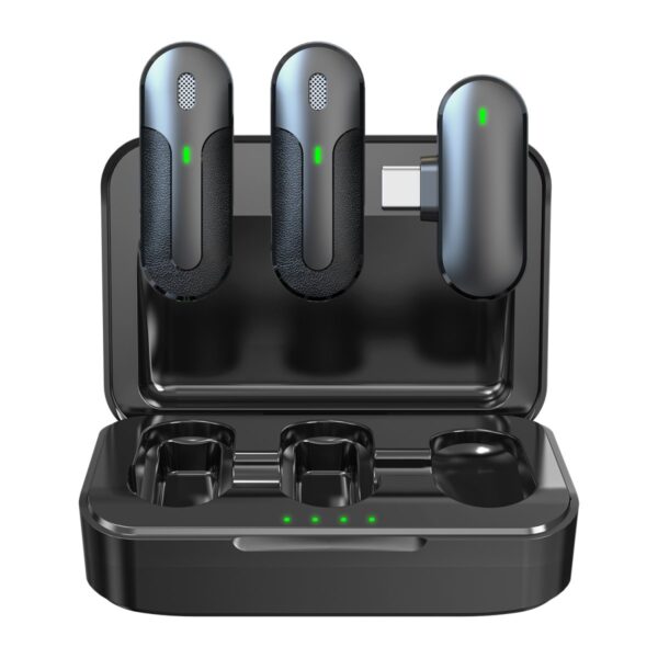 Set 2 Mini Microfoni Lavalier Wireless con Ricevitore USB-C™ e Custodia di Ricarica, TX301