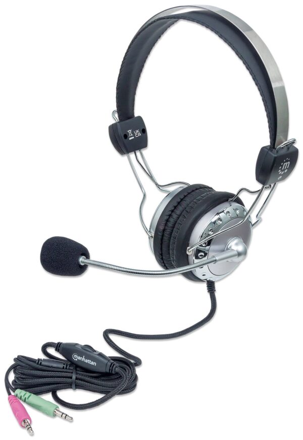 Cuffia Stereo con Microfono con Asta Flessibile