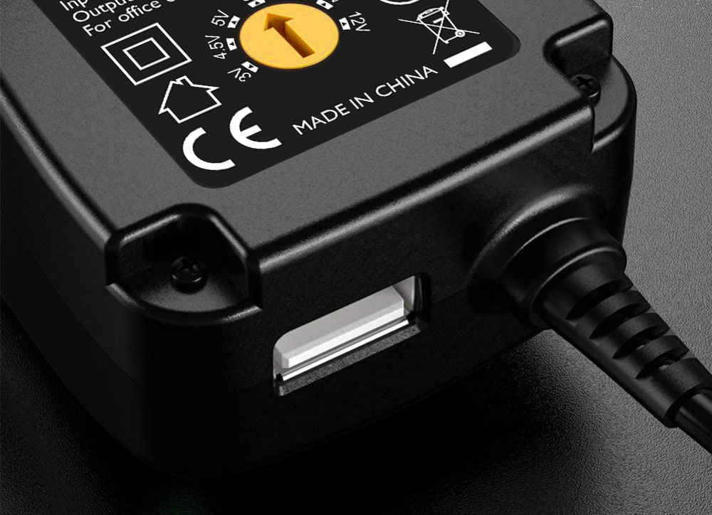 Alimentatore Universale Regolabile 12W AC/DC 3V-12V 1000 mA con 6 Spine DC Porta USB 1A - immagine 8