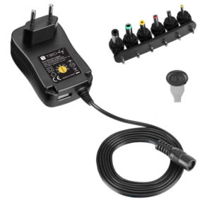 Alimentatore Universale Regolabile 18W AC/DC 3V-12V 1500 mA con 6 Spine DC Porta USB 1A