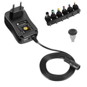 Alimentatore Universale Regolabile 7,2W AC/DC 3V-12V 600 mA con 6 Spine DC Porta USB 1A