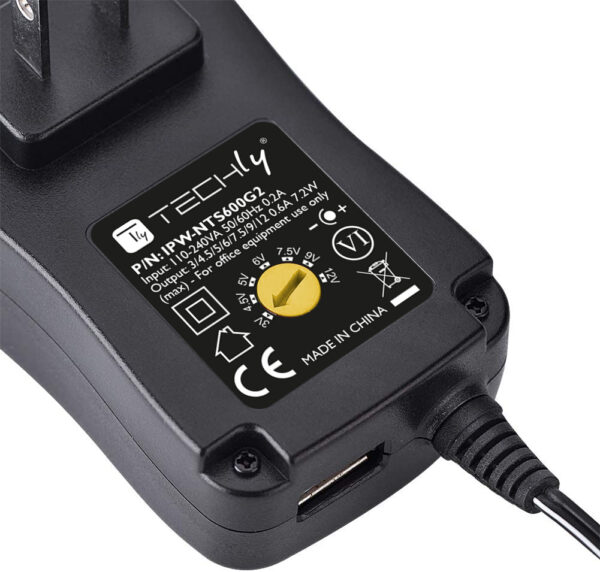 Alimentatore Universale Regolabile 7,2W AC/DC 3V-12V 600 mA con 6 Spine DC Porta USB 1A - immagine 7
