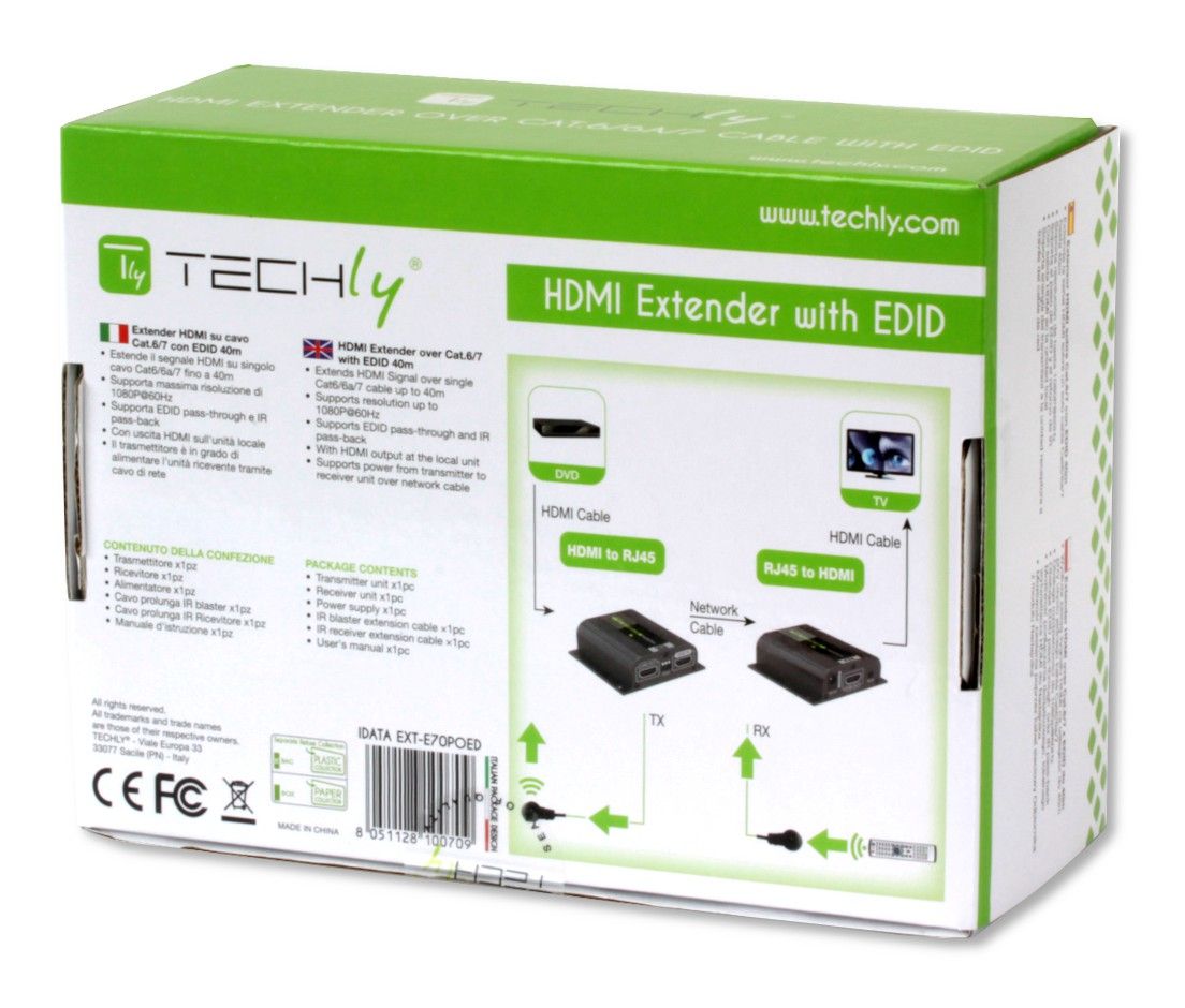 Amplificatore Extender HDMI Full HD 3D POE su cavo Cat.6/6A/7 40m con EDID ed IR - immagine 6