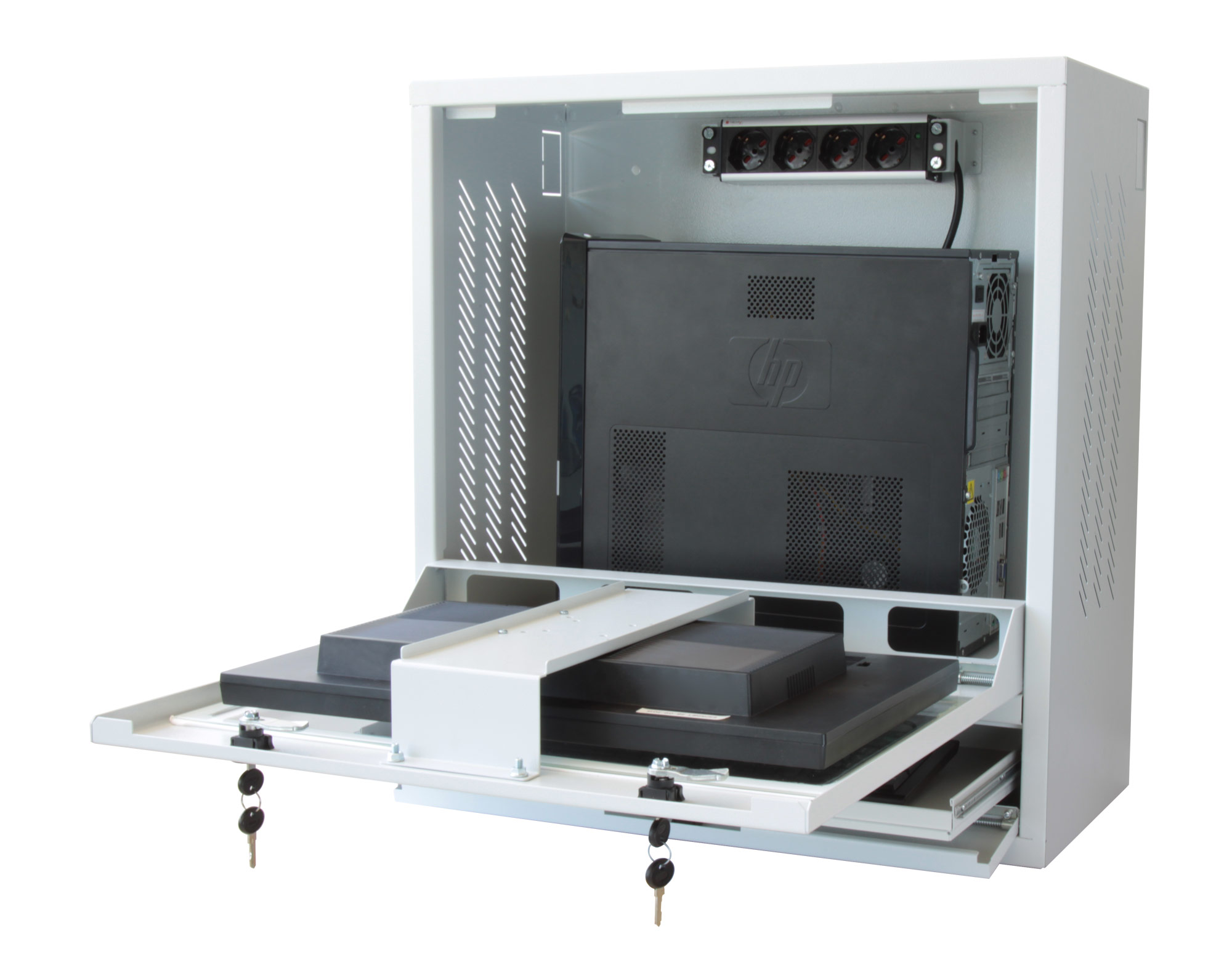 Armadio di sicurezza per PC, monitor LCD e tastiera Bianco - immagine 4