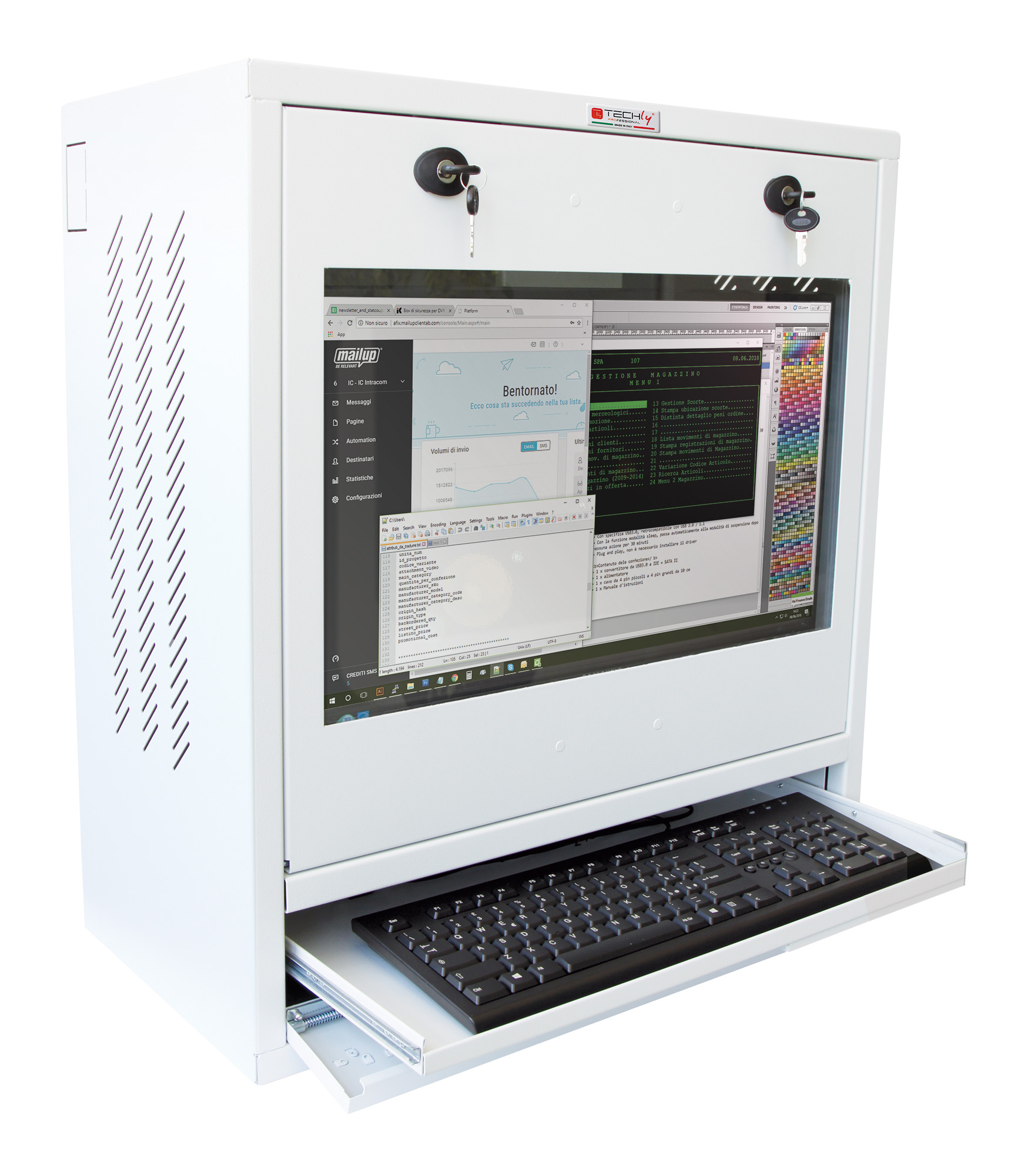 Armadio di sicurezza per PC, monitor LCD e tastiera Bianco